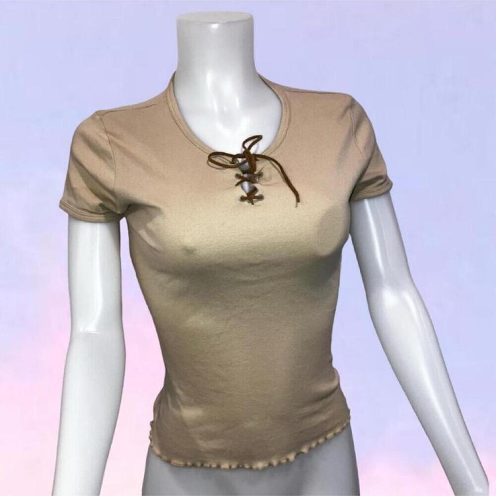 Vintage 90s y2k boho lace up top